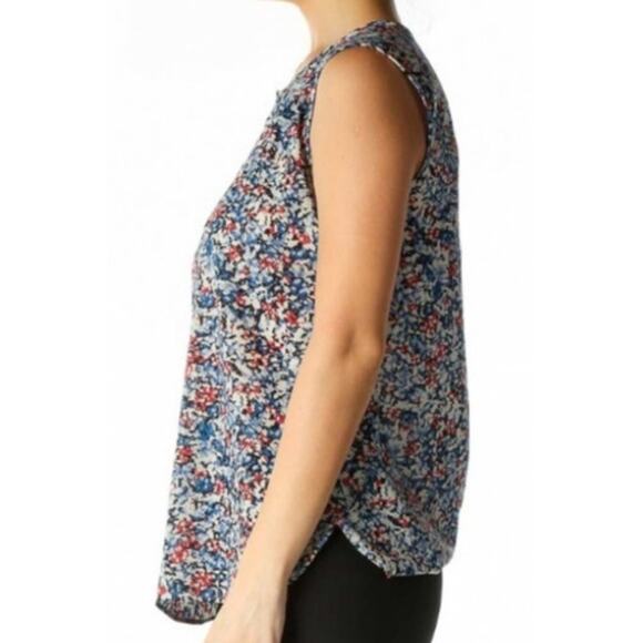 J. Crew Patriotic Floral Sleeveless Blouse 12 - Picture 3 of 9